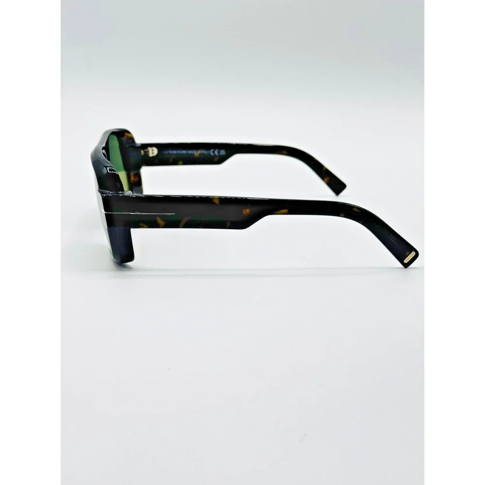 Tom Ford Sunglasses Turner FT1101 52N Dark Havana Square Frame Green Lens 58mm